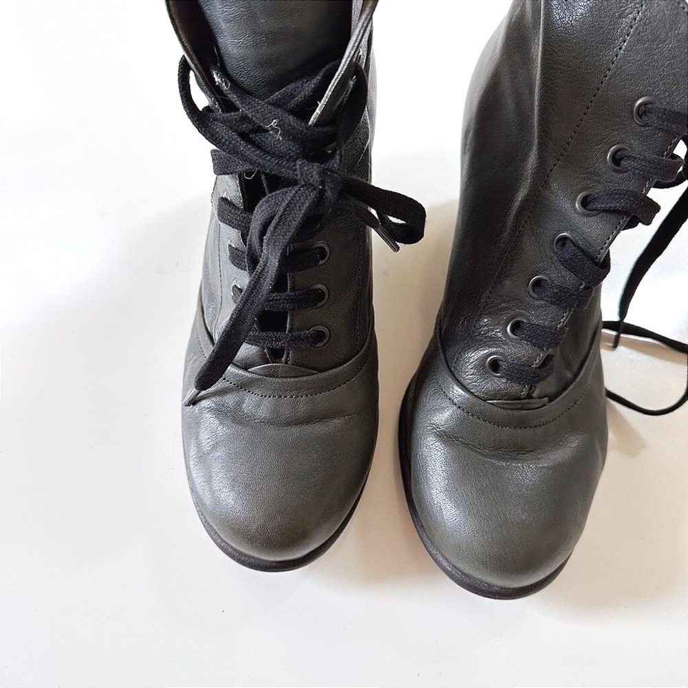 Argila Pepe Monjo Leather Lace-up Wedge Booties - 38.5 - Picture 7 of 10
